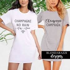 Bride Bridesmaid Long Sleep Shirts Short Sleeve Tunic Wedding Bachelorette Tshirt Dresses Champagne No Rain New Name Bridesmaid Shirts Bride Shirts Duty Shirt