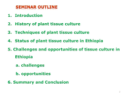 the status of plant tissue culture in ethiopia seminar ii