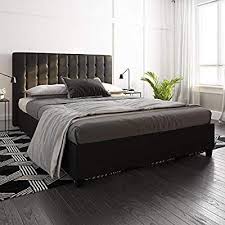 amazon com dhp emily upholstered faux leather platform bed with wooden slat support tufted he queen upholstered bed upholstered platform bed upholstered beds
