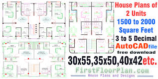 It's key to think big when you're planning how to use your 1,500 square feet! House Plans Of Two Units 1500 To 2000 Sq Ft Autocad File Free First Floor Plan House Plans And Designs