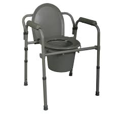 Medline 1 Piece 1 Gpf Round Commode In Steel Mds89664h The Home Depot Bedside Commode Medical Equipment Storage Patient Comfort