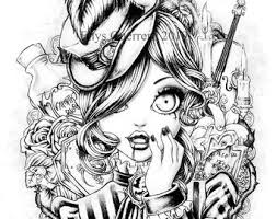 Ocean coloring pages for adults. Goth Girl Coloring Etsy