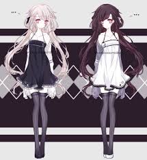 Black And White Hair Color Anime Black And White Twins By Silverblossoms Anime Sisters Manga Girl Anime Outfits
