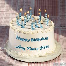 Happy Birthday Cake With Lots Of Candles Happy Birthday Blue Candle Cake With Your Name In 2020 Happy Birthday Cakes Happy Birthday Blue Cake