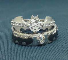 His Her 2 Ct White Round Cz Diamond Batman Engagement Wedding Ring Set In 925 Sterling Silv Batman Wedding Vintage Flower Engagement Rings Batman Wedding Rings