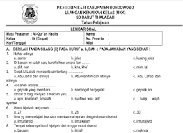 20210317 soal utspts ppkn kelas. Soal Ukk Pat Qur An Hadits Kls 4 Mi Semester 2 Kurikulum 2013 File Guru Now