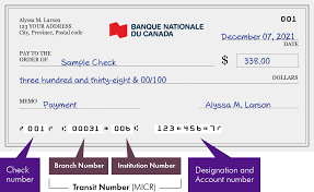 National bank 179 provencher bvld. 00031 006 Transit Number For The Banque Nationale Du Canada In Winnipeg