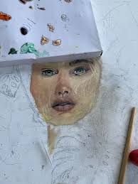 How to fix misaligned facial features in an oil painting portrait?