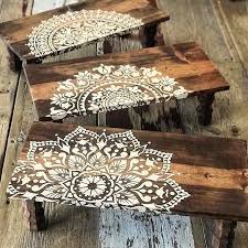 Stencil A Rustic Side Table Stencil Stories Stencil Wood Reclaimed Wood Wall Art Mandala Wall Stencil