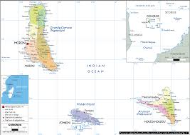 The comoros government, based in moroni on grande comore, prepared. Comoros Map Political Worldometer