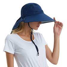 Womens Wide Brim Sun Hat With Neck Flap Cover Cotton Foldable Sunshade Visor Cap At Amazon Women S Clothing Store Wide Brim Sun Hat Sun Hats Mens Sun Hats