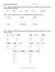 Fill in the blanks with the most appropriate term: Balancing Equations Practice Balancing Equations Practice Name Part A Identify The Following Parts Of Each Chemical Formula By Circling The Subscripts Course Hero