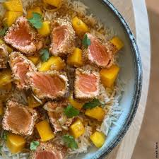 Vous N Avez Pas Eu Le Temps De Noter La Recette Du Saumon Croustillant Riz A La Mangue Vinaigrette Sesame Oi Recettes De Cuisine Recette Recette Cyril Lignac