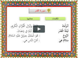 سورة القدر هي سورة مكية، من المفصل، آياتها 5، وترتيبها في المصحف 97، في الجزء الثلاثين، بدأت بأسلوب توكيد إِنَّا أَنْزَلْنَاهُ فِي لَيْلَةِ الْقَدْرِ ، نزلت بعد سورة عبس، وهي تتحدث عن ليلة القدر وفضلها. Ø³ÙˆØ±Ø© Ø§Ù„Ù‚Ø¯Ø± Ù„Ù„Ù‚Ø³Ù… Ø§Ù„Ø£ÙˆÙ„ Ø§Ø¨ØªØ¯Ø§Ø¦ÙŠ On Vimeo