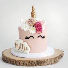 How i make rainbow rosettes and piped it as unicorn hair for my lovely unicorn cake. Unicorn Cake With Fresh Flowers Fresh Flower Cake Unicorn Cake Design Unicorn Birthday Cake