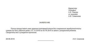 Administrativnyj Otpusk Bez Sohraneniya Zarabotnoj Platy Po Iniciative Rabotnika Obrazec Zayavleniya Prikaz Srok