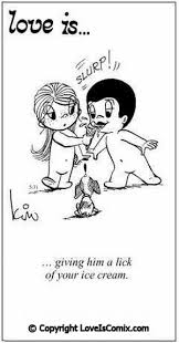 Black And White Cartoon Picture Of Ice Cream Love Is Giving Him A Lick Of Your Ice Cream Love Is Cartoon Love Is Comic Love Quotes