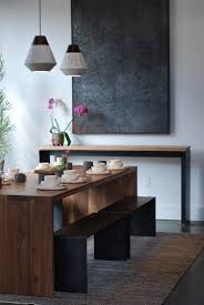 Waterfall Dining Table Walnut Wood Furniture Contemporary Steel Benches Modern Dining Room In 2020 Modern Dining Room Modern Dining Contemporary Furniture