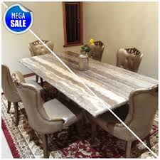 The reddish metal colour of the stone table makes a good contrast with the floor and cabinet. Prince Marble Stone Dining Table With 6 Designed Chairs Stone Dining Table Dining Table Dining