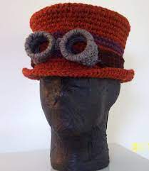 Maybe you would like to learn more about one of these? Steampunk Tophat With Goggles By Cajunvixen On Deviantart Crochet Hats Crochet Costumes Crochet Knit Hat