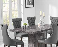 A spotlight for your large space. 8 Seater Natural Grey Marble Dining Table And Chairs Homegenies