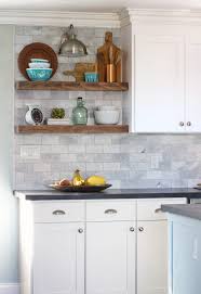 These kitchen backsplash ideas are ones that you can use right over the old tile! How To Install Floating Kitchen Shelves Over A Tile Backsplash The Craft Patch