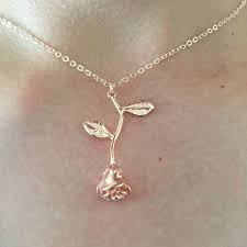 Rose Gold Flower Rose Necklace Beauty And The Beast Necklace 18 Liked On Polyvore Featur Pink Gold Necklace Rose Gold Pendant Necklace Rose Gold Flower