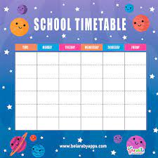 New waec timetable 2020/2021 for august to september exam: Free Printable School Timetable Planner Template Belarabyapps