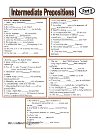 4 Page Intermediate Prepositions Part 2 Prepositional Phrases Prepositions Word Family Worksheets