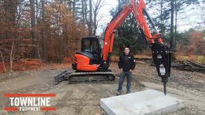 Kubota Kx057 Excavator With Okada Hydraulic Breaker Youtube