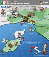 Italy Northwestern Regions Map Sardinia Map Illustration Travel History Unesco Animal Man Food Industy Culture N Italy Italy Illustration Sardinia