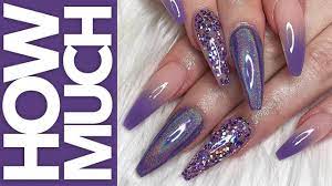 The look is finished off with a purple nail color. How Much Holo Purple Ombre Glitter Nails Youtube