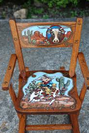 Hand Painted Little Boy S Western Rocking Chair Childrens Rocking Chairs Painted Rocking Chairs Painted Chairs