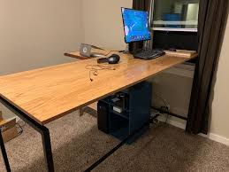 Standing Desk Welded Steel Tubing Frame With Smooth Plywood Top Handmade Crafts Howto Diy In 2020 Plywood Desk Home Upgrades Standing Desk