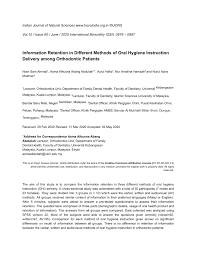 Kpj bandar maharani specialist hospital. Pdf Information Retention In Different Methods Of Oral Hygiene Instruction Delivery Among Orthodontic Patients