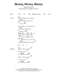 Don't you ever feel down, honey pie, sweet heart you don't ever gotta worry, that's not your job uh. Money Money Money Sheet Music Abba Guitar Chords Lyrics