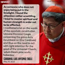 Sa panayam sa Vatican News, inihayag ni Cardinal Luis Antonio Tagle kung  ano ang kanyang naramdaman matapos malaman na marami ang may nais na siya  ang maging susunod na Santo Papa. Muli