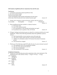 A mixture of the three gases at 25 °c is placed in a reaction flask and the initial pressures are pa = 2 atm, pb. Ib Chemistry Equilibrium Review Pbworks
