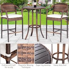 Pin On 3 Pcs Outdoor Rattan Bar Stool Table Set