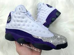 Air Jordan 13 Purple Black White Pin On Basketball Shoes
