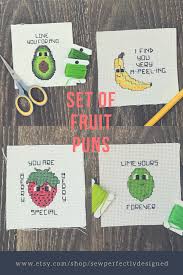 Fruit Pun Cross Stitch Patterns Modern Cross Stitch Patterns Cross Stitch Patterns Stitch Patterns