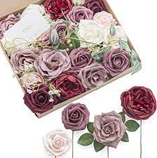 Maybe you would like to learn more about one of these? Amazon Com Ling S Moment Dusty Rose Burgundy Artificial Flowers Combo Box Set With Stem For Diy Wedding Bouquets Table Centerpieces Floral Arrangements Kitchen Dining