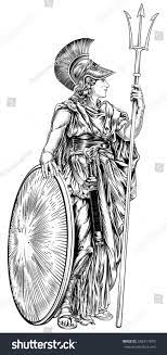 神話に登場するギリシアの女神アテナが三叉槍と盾を持つイラスト」のベクター画像素材（ロイヤリティフリー） 286211870 | Shutterstock