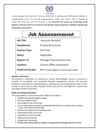 A typical financial assistant job description be included elements such as: Job Ad Account Assistant Accounting Non Governmental Organization
