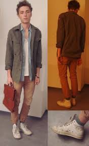 German Army Moleskin Jacket H Jeansshirt American Apparel Tanktop Acne Jeans Chino Converse Shoes Weekday Socks Chino Jeans Military Fashion Chino