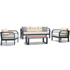 erinoz assento bahce balkon teras aluminyum 3 lu oturma grubu outdoor antrasit metal tekzen