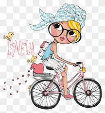 Ink hand drawn sketch isolated on white. Transparent Clip Art Girl Cartoon Girl On Bike Drawing Png Download 5295016 Pinclipart