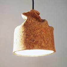 A bottom diffuser shields the bulbs from view to create a smooth and pleasant light. Pendant Lamp Organic Neo Design Studios Cork Ceramic Glazed Ceramic