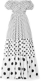 Black And White Polka Dot Maxi Dress Bardot Off The Shoulder Polka Dot Cotton Blend Maxi Dress Dresses White Maxi Dresses Bardot Dress