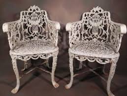 Pair Of 1930s Cast Iron Garden Chairs Lyre Back Auctions Online Proxibid Cast Iron Garden Furniture Painted Garden Furniture Wrought Iron Garden Furniture